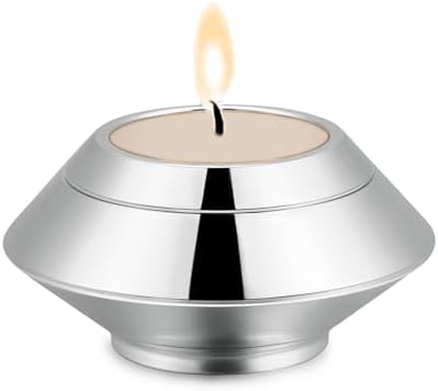 Urna de Acero con Vela + Colgante de Corazón (para cenizas)